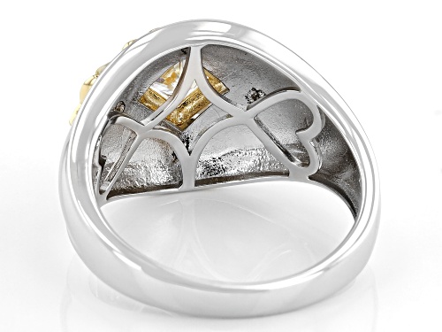 MOISSANITE FIRE(R).80CT DEW BRILLIANT CUT PLATINEVE(R) & 14K YELLOW GOLD OVER SILVER MENS RING - Size 12