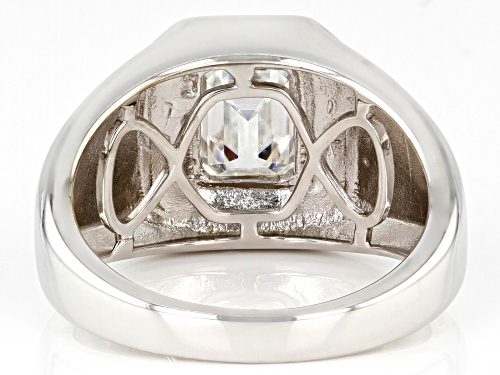 MOISSANITE FIRE(R) 2.52CT DEW OCAGTONAL EMERALD CUT TWO TONE MEN'S RING - Size 11