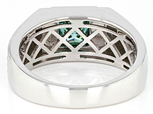 MOISSANITE FIRE(R) GREEN 1.70CT DEW SQUARE PRINCESS CUT PLATINEVE(R) MEN'S RING - Size 9