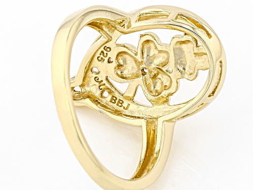 Máiréad Nesbitt™ 0.01ct Diamond Accent 18K Yellow Gold Over Silver Shamrock & Trinity Design Ring - Size 7