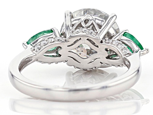 MOISSANITE FIRE(R) 3.82CTW DEW AND ZAMBIAN EMERALD PLATINEVE(R) RING - Size 9