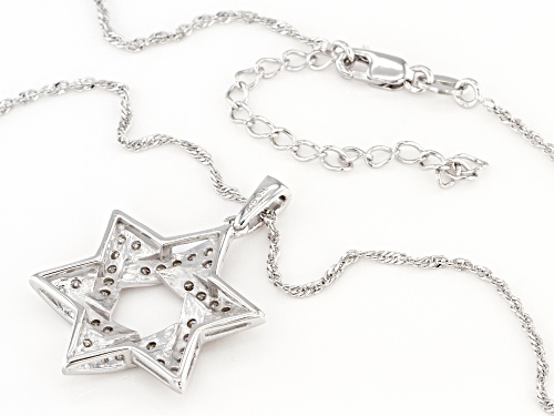 MOISSANITE FIRE(R) .72CTW DEW ROUND STAR OF DAVID PLATINEVE(R) PENDANT AND SINGAPORE CHAIN