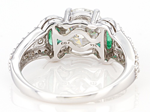 MOISSANITE FIRE(R) 1.92CTW DEW AND ZAMBIAN EMERALD PLATINEVE(R) RING - Size 6