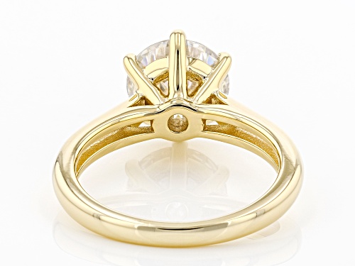 MOISSANITE FIRE(R) 3.08CT DEW ROUND INFERNO CUT(TM) 14K YELLOW GOLD OVER STERLING SILVER RING - Size 7