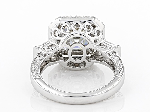 MOISSANITE FIRE(R) 5.29CTW DEW ASSCHER & BAGUETTE & ROUND PLATINEVE(R) RING - Size 5