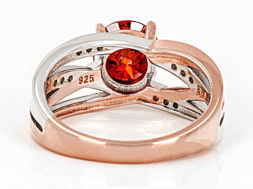 MOISSANITE FIRE® & RED MOISSANITE 1.62CTW DEW 14K ROSE GOLD & PLATINEVE OVER SILVER TWO TONE RING - Size 6