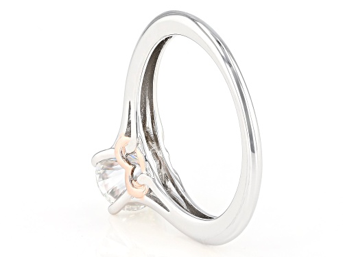 MOISSANITE FIRE(R) 1.00CT DEW ROUND PLATINEVE(R) AND 14K ROSE GOLD OVER SILVER SOLITAIRE RING - Size 8