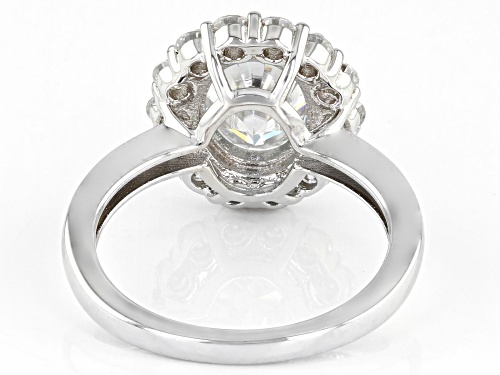 MOISSANITE FIRE(R) 3.84CTW DEW OVAL AND ROUND PLATINEVE(R) HALO RING - Size 11