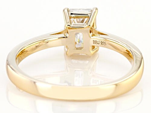 MOISSANITE FIRE(R) 1.20CT DEW OCTAGONAL RADIANIT CUT 14K YG OVER SILVER SOLITAIRE RING - Size 11
