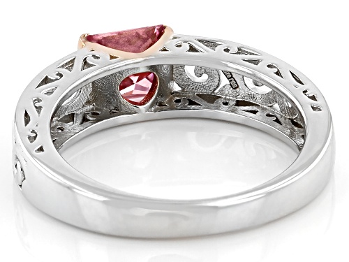 MOISSANITE FIRE(R) PINK .90CT DEW PRINCESS CUT PLATINEVE(R) & 14K ROSE GOLD OVER SILVER  RING - Size 6