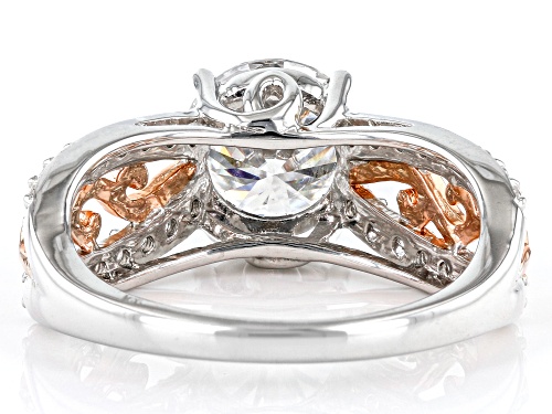 MOISSANITE FIRE(R) 2.54CTW DEW ROUND PLATINEVE(R) & 14K ROSE GOLD OVER SILVER RING - Size 6