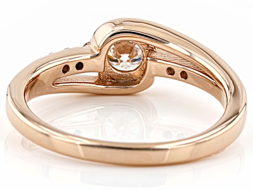 MOISSANITE FIRE(R) .62CTW DEW ROUND 14K ROSE GOLD OVER SILVER PROMISE RING - Size 6