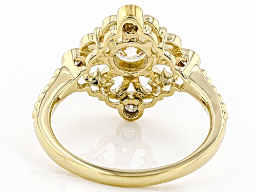 MOISSANITE FIRE(R) .72CTW DEW ROUND 14K YELLOW GOLD OVER SILVER RING - Size 8