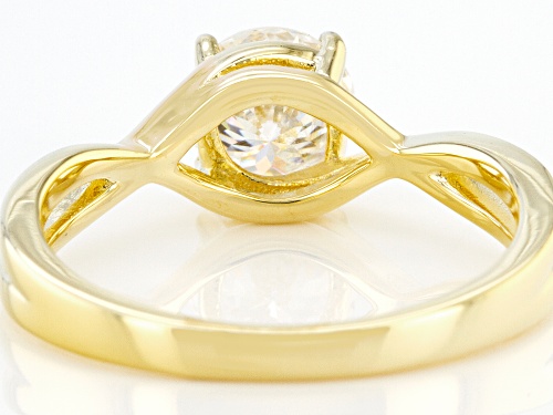 MOISSANITE FIRE(R) 1.20CT DEW ROUND PORTUGUESE CUT 14K YELLOW GOLD OVER SILVER SOLITAIRE RING - Size 8