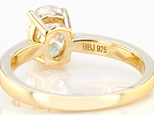 MOISSANITE FIRE(R) 1.74CTW DEW OVAL & ROUND 14K YELLOW GOLD OVER STERLING SILVER RING - Size 9