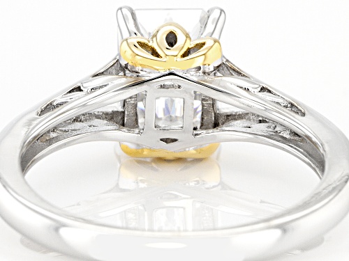 MOISSANITE FIRE(R) 1.80CT DEW RADIANT OCTAGONAL CUT PLATINEVE(R) & 14K YELLOW GOLD OVER SILVER RING - Size 8