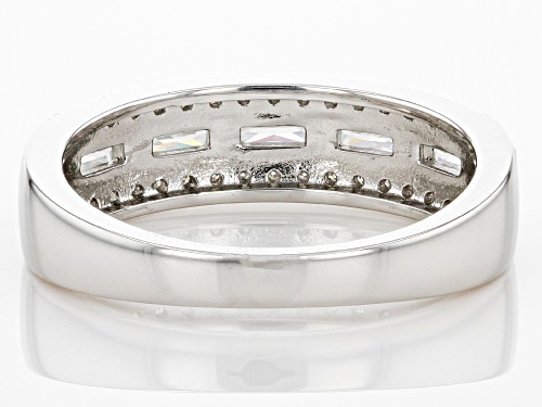 MOISSANITE FIRE(R) .75CTW DEW BAGUETTE & ROUND PLATINEVE(R) RING - Size 6