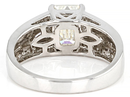 MOISSANITE FIRE(R) 2.03CTW DEW EMERALD CUT & ROUND WITH MARQUISE TANZANITE PLATINEVE(R) RING - Size 7