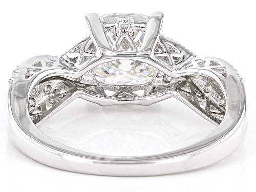 MOISSANITE FIRE(R) 2.40CTW DEW CUSHION CUT AND ROUND PLATINEVE(R) RING - Size 8