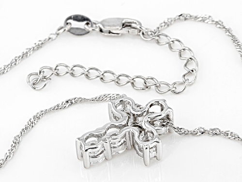 MOISSANITE FIRE(R) 1.38CTW DEW ROUND PLATINEVE(R) CROSS PENDANT & SINGAPORE CHAIN