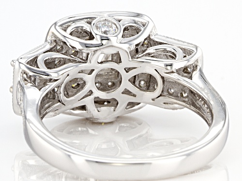 MOISSANITE FIRE(R) 1.96CTW DEW PRINCESS CUT & ROUND PLATINEVE(R) RING - Size 9