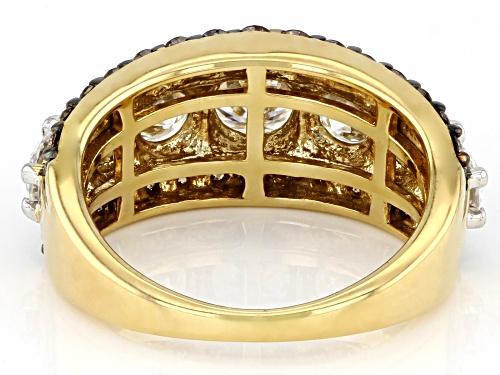 MOISSANITE FIRE(R) 2.72CTW DEW & .84CTW CHAMPAGNE DIAMOND 14K YELLOW GOLD OVER SILVER RING - Size 6