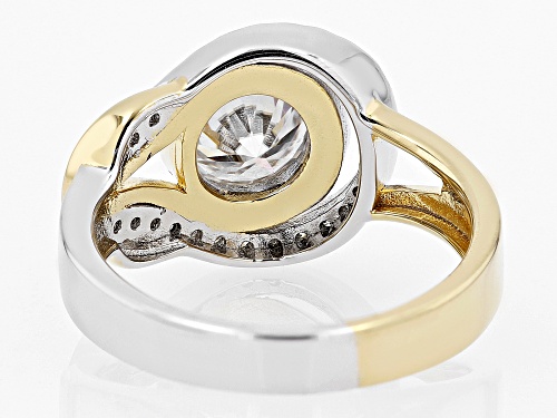 MOISSANITE FIRE(R) 1.46CTW DEW ROUND PLATINEVE(R) & 14K YELLOW GOLD OVER SILVER RING - Size 6