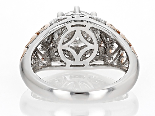 MOISSANITE FIRE(R) 2.14CTW DEW ROUND  PLATINEVE(R) & 14K ROSE GOLD OVER SILVER RING - Size 7