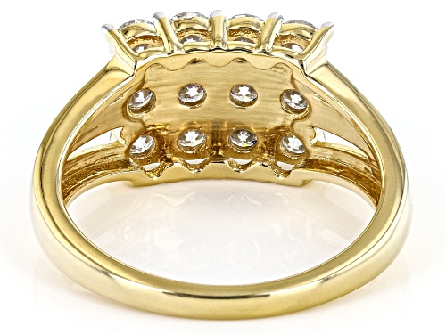 MOISSANITE FIRE(R) 1.56CTW DEW  ROUND 14K YELLOW GOLD OVER SILVER RING - Size 7