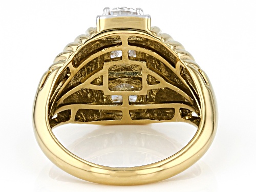 MOISSANITE FIRE(R) 1.50CTW DEW ROUND 14K YELLOW GOLD OVER SILVER RING - Size 7