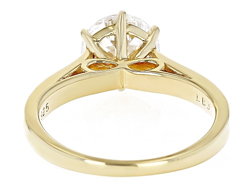 MOISSANITE FIRE(R) 2.17CT DEW ROUND INFERNO CUT(TM) 14K YELLOW GOLD OVER SILVER RING - Size 11