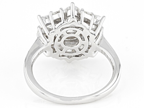 MOISSANITE FIRE(R) 2.90CTW DEW ROUND BRILLANT & TRILLION CUT PLATINEVE(R) RING - Size 11