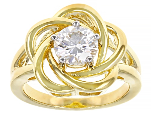 MOISSANITE FIRE® 2.20CTW DEW ROUND 14K YELLOW GOLD OVER RING & EARRING SET