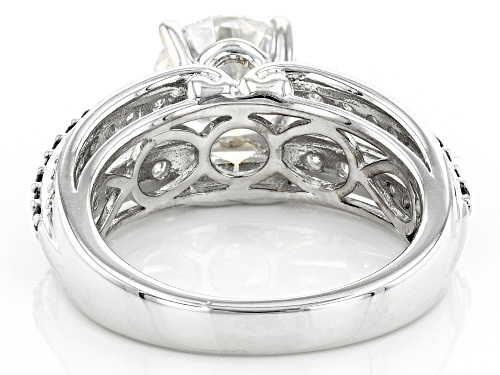 MOISSANITE FIRE(R) 2.46CTW DEW ROUND & ROUND BLUE SAPPHIRE PLATINEVE(R) RING - Size 5