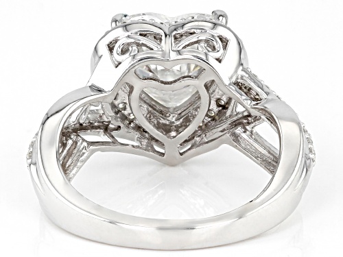 MOISSANITE FIRE(R) 4.12CTW DEW HEART SHAPE & ROUND PLATINEVE(R) RING - Size 9