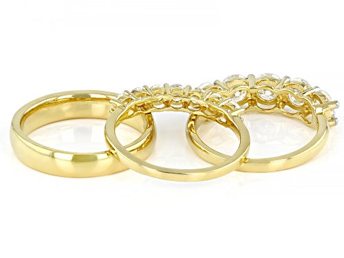 MOISSANITE FIRE(R) 3.20CTW DEW 14K YELLOW GOLD OVER SILVER RING SET OF 3 BANDS - Size 6