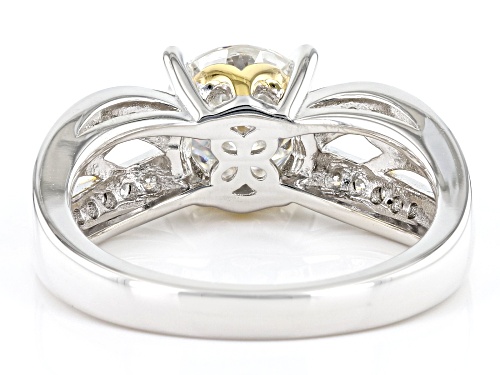 MOISSANITE FIRE(R) 2.37CTW DEW INFERNO CUT(TM) & PLATINEVE(R) & 14K YELLOW GOLD OVER SILVER RING - Size 9