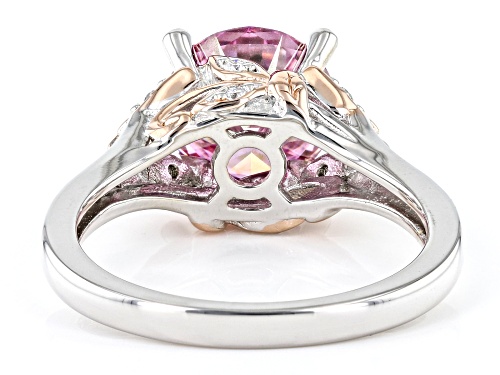 MOISSANITE FIRE(R) & PINK MOISSANITE 2.94CTW DEW PLATINEVE(R) & 14K ROSE GOLD OVER SILVER RING - Size 7