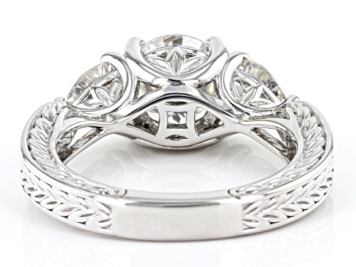 MOISSANITE FIRE(R) 2.70CTW DEW ROUND & TRILLION CUT PLATINEVE(R) RING - Size 9