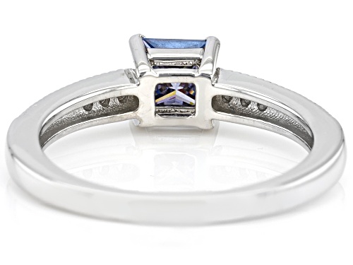 MOISSANITE FIRE(R) & BLUE MOISSANITE .79CTW DEW PLATINEVE RING - Size 9