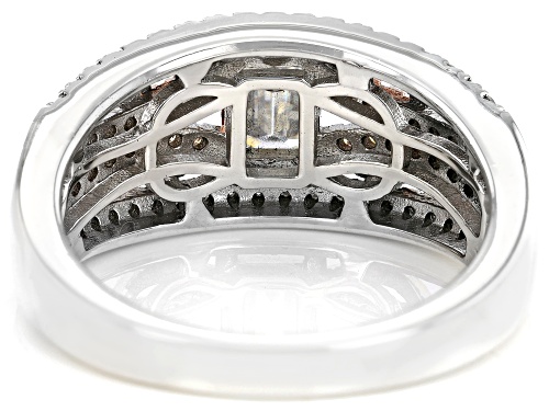 MOISSANITE FIRE® 1.22CTW DEW EMERALD CUT AND ROUND BRILLIANT TWO TONE RING - Size 7