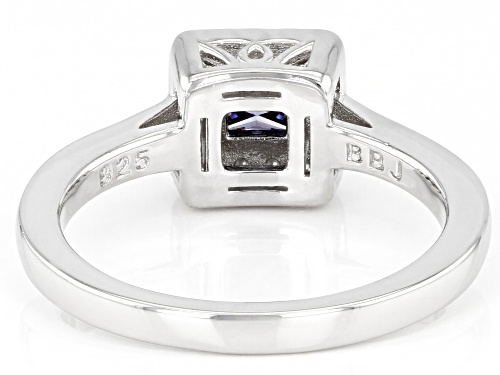 MOISSANITE FIRE® & BLUE MOISSANITE .90CTW DEW PRINCESS CUT & ROUND PLATINEVE® RING - Size 9
