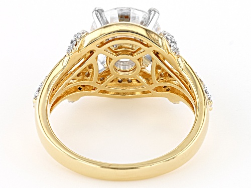 MOISSANITE FIRE(R) 3.36CTW DEW ROUND 14K YELLOW GOLD OVER SILVER RING - Size 6