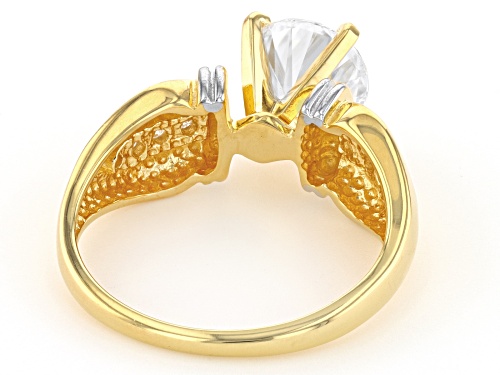 MOISSANITE FIRE(R) 2.06CTW DEW ROUND TWO TONE RING - Size 6