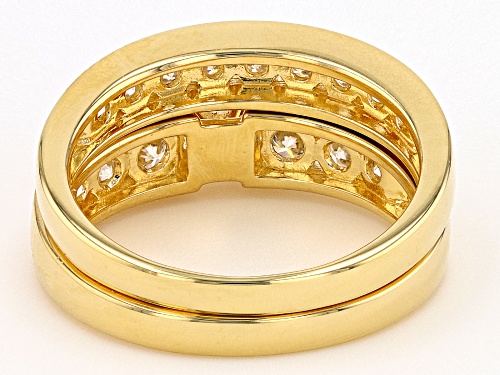 MOISSANITE FIRE(R) 2.38CTW DEW ROUND 14K YELLOW GOLD OVER SILVER RING WITH BAND - Size 6