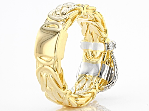 MOISSANITE FIRE(R) .71CTW DEW ROUND 14K YELLOW GOLD OVER SILVER BUCKLE RING - Size 6