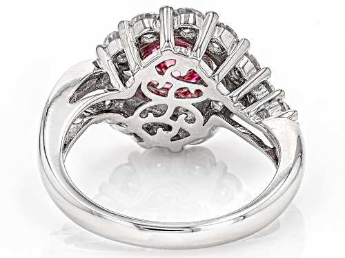 MOISSANITE FIRE(R) & PINK MOISSANITE 2.44CTW DEW ROUND PLATINEVE(R) RING - Size 5