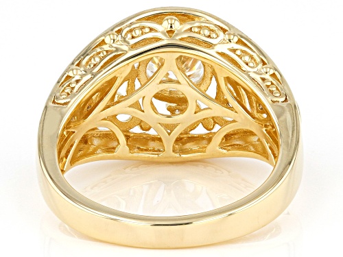 MOISSANITE FIRE(R) .94CTW DEW ROUND 14K YELLOW GOLD OVER SILVER RING - Size 9