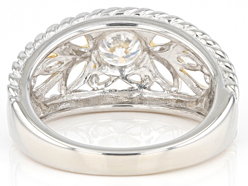 MOISSANITE FIRE(R) .94CTW DEW ROUND & MARQUISE PLATINEVE(R) & 14K YELLOW GOLD OVER SILVER RING - Size 6