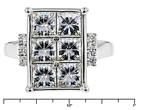 Moissanite Fire® 3.78ctw Diamond Equivalent Weight Square Brilliant And Round Platineve™ Ring - Size 11